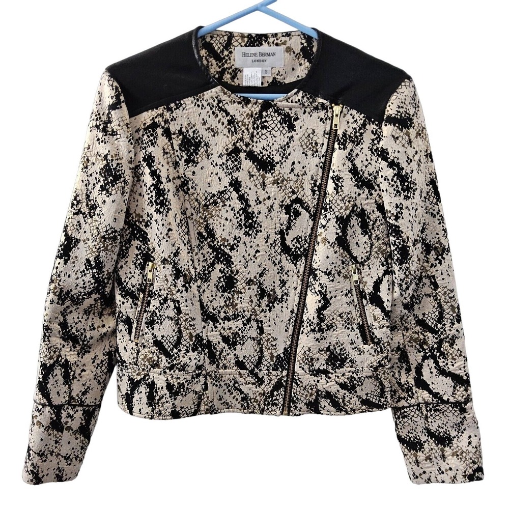 Helen Berman London Jacket Sz S 4 6 NEW Blazer Modo Snakeskin Print Black Gold